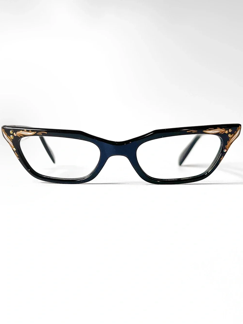 Vintage 50’s Petite Fit Eyeglasses NOS MCM Low Cat Eye Rhinestone Glasses